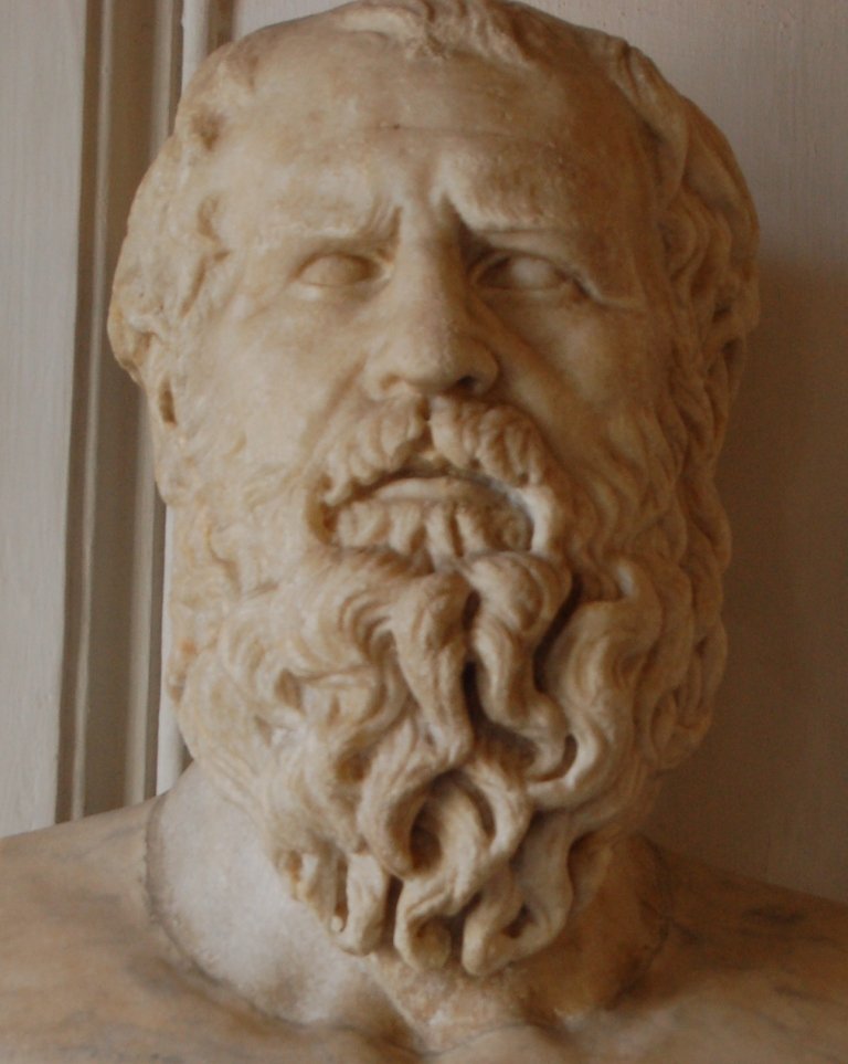 Retrato histórico de Heráclito con barba.