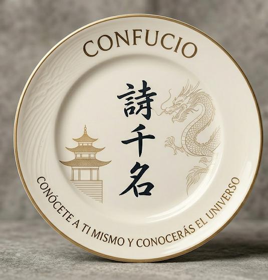 Plato decorativo inspirado en Confucio.