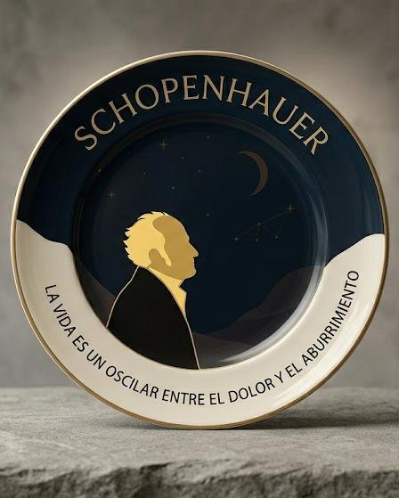 Plato decorativo inspirado en Arthur Schopenhauer.
