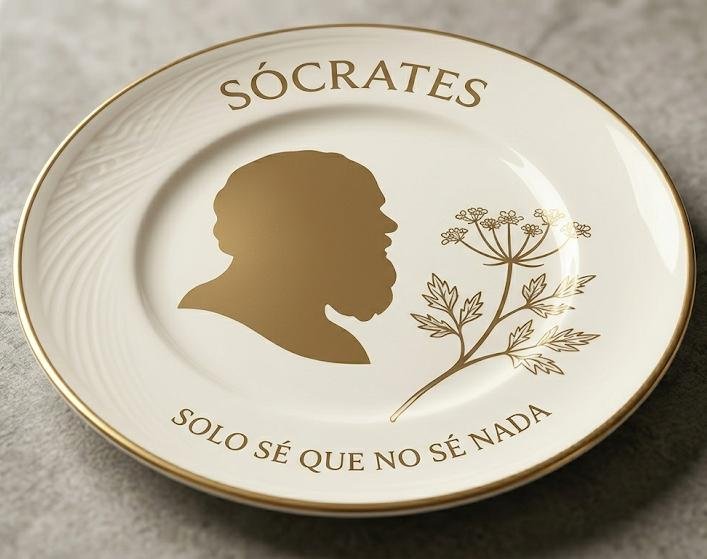 Plato decorativo inspirado en Sócrates.